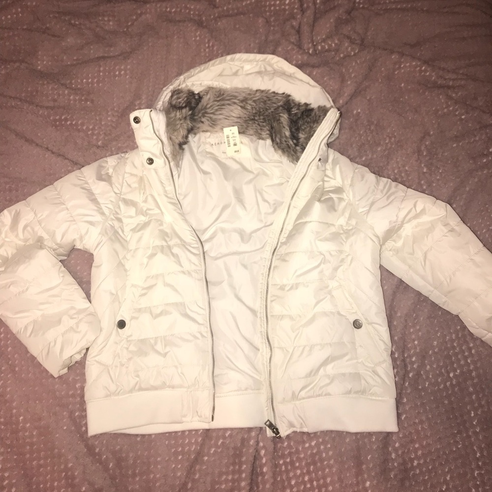 White puffer coat
